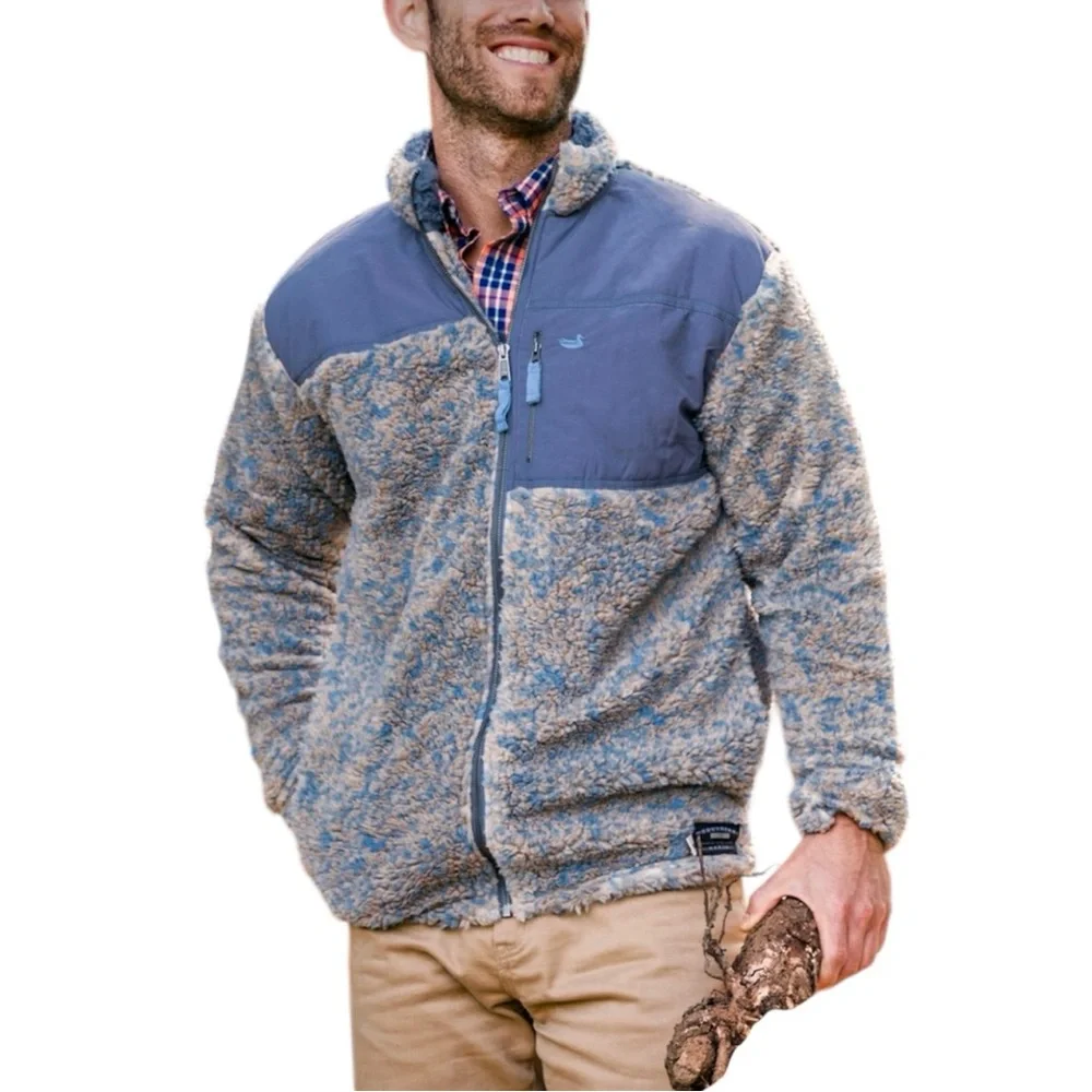 Southern Marsh Sherpa Jacket Full Zip Ridge Fleece Blue Gray Grey Men’s size S